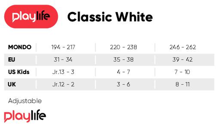 PLAYLIFE Classic White Adjustable Roller Skates PLAYLIFE Classic White Afxomeioumena Roller Skates